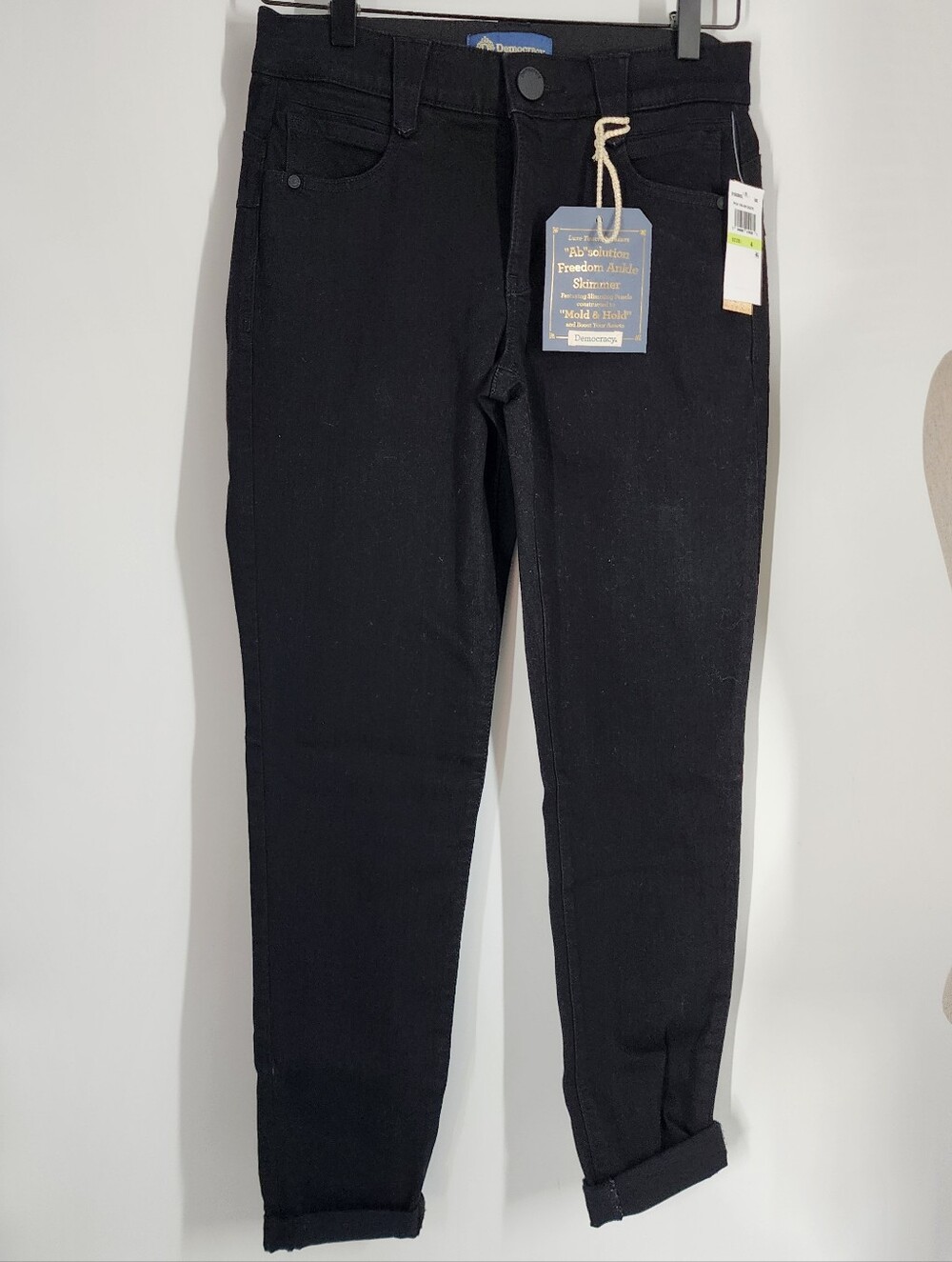 NEW Democracy Size 4 Ab Solution Freedom Ankle Skimmer Jeans Pants Black